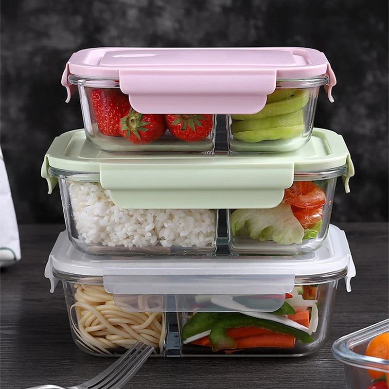 Meal Prep Glass Containers Oven Safe - Lancheira de vidro selada, caixa de