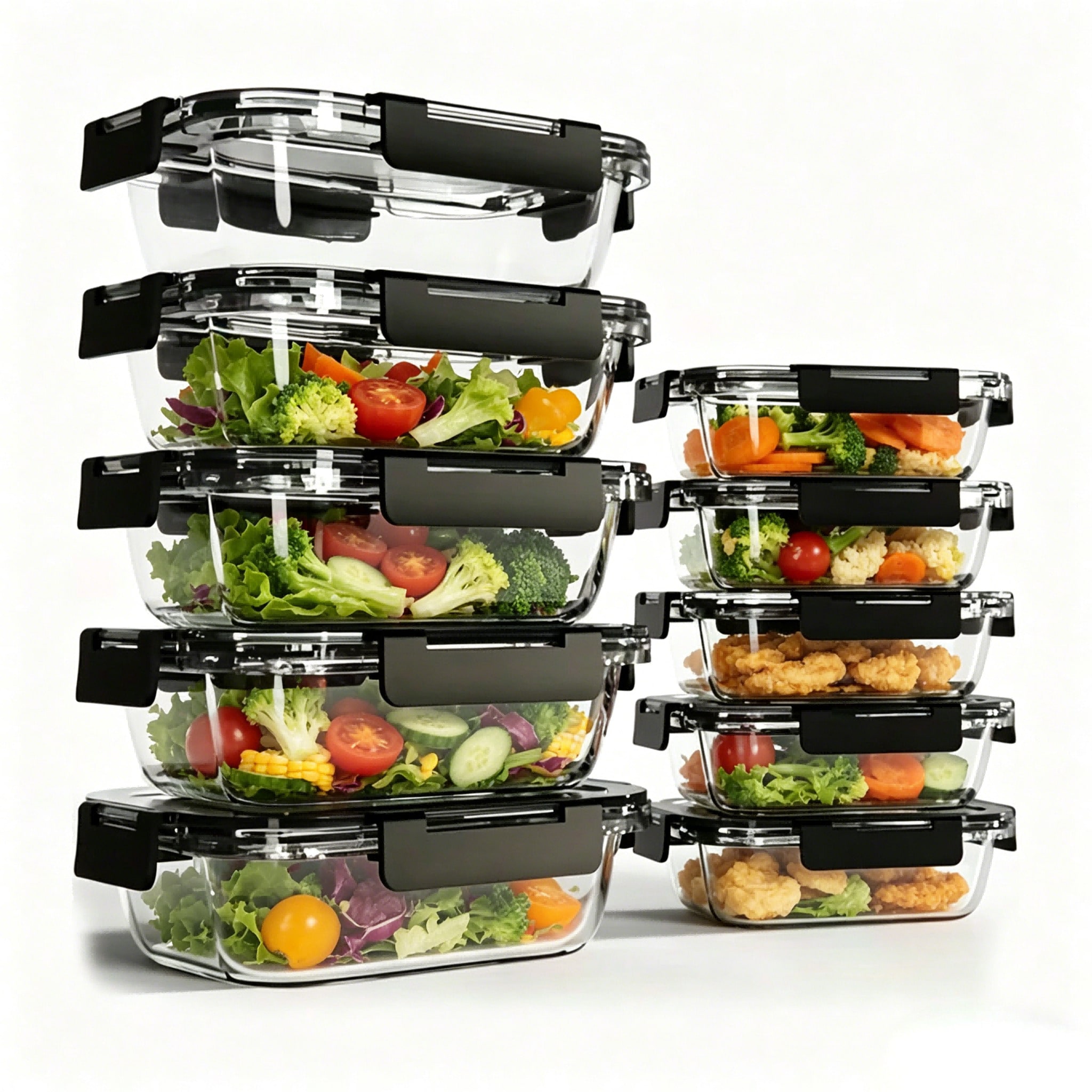 Meal Prep Glass Containers Oven Safe - Conjunto de 10 Recipientes de Vidro