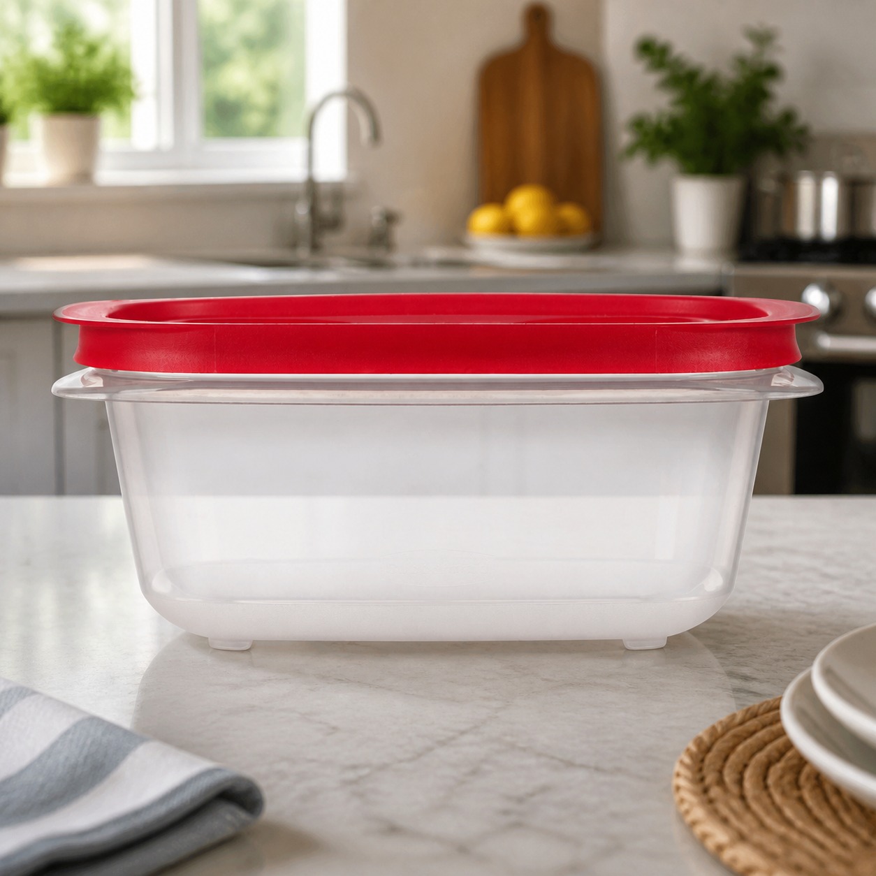 Meal Prep Easy - Recipiente Retangular Vermelho para Armazenamento de