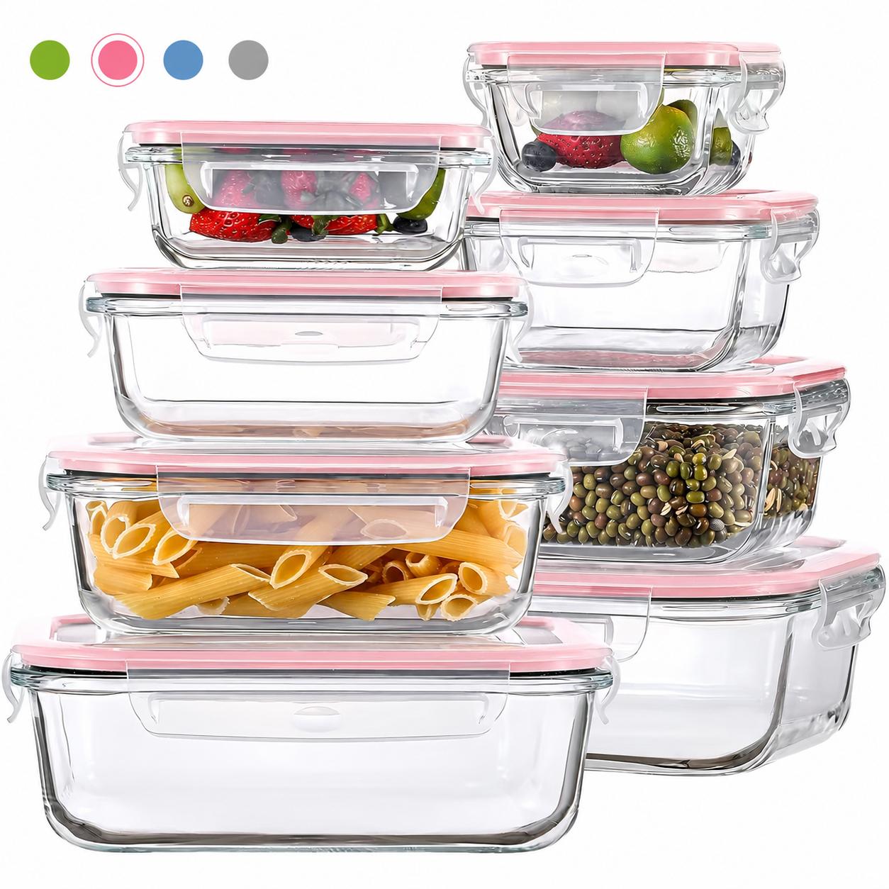 Meal Prep Glass Containers Oven Safe - Conjunto de 8/12 recipientes de armazenamento
