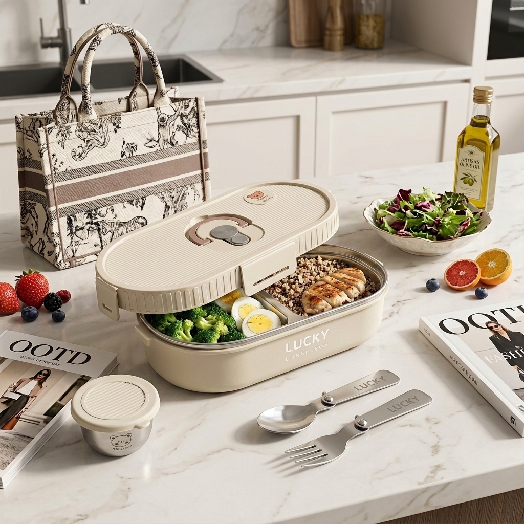 Meal Prep Lunch Boxes - Conjunto de Marmitas de Aço Inoxidável