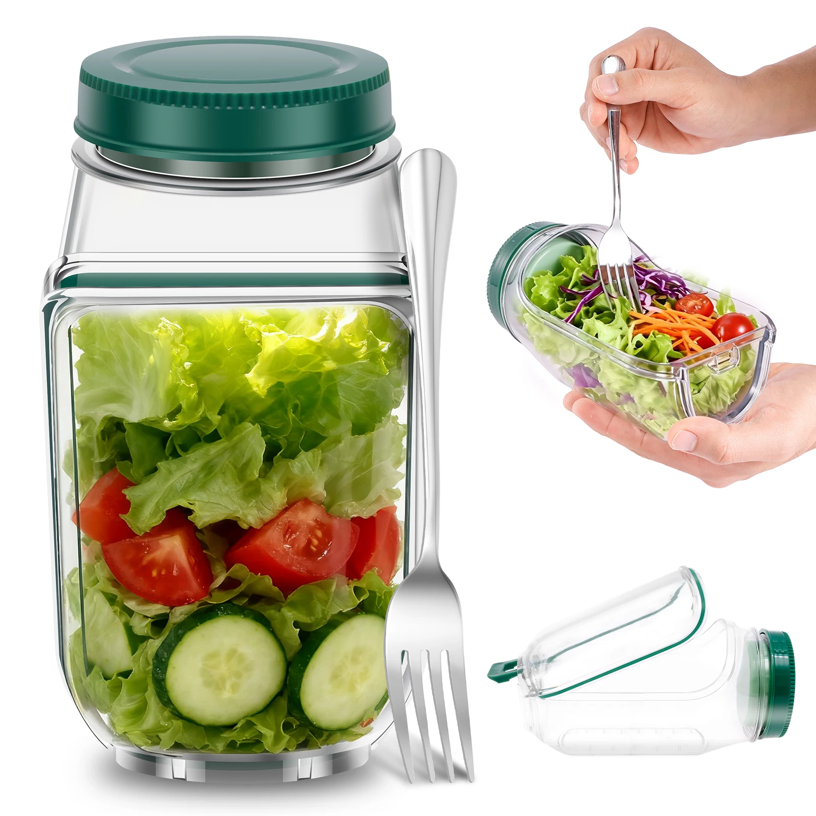 Salad Container Jar - Recipiente para Salada com Tampa de