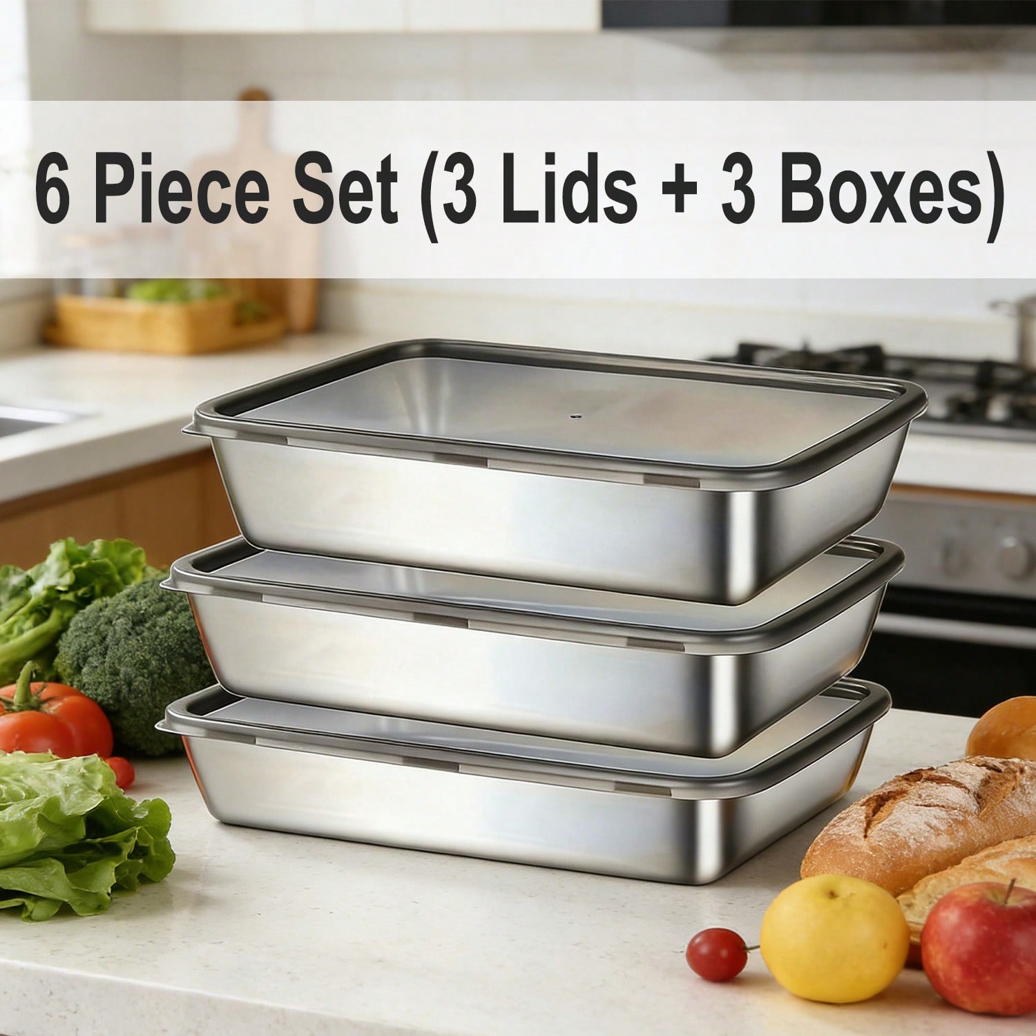 Conjunto de 6 Peças (3 Caixas  - Meal Prep Lunch avaliação e preço