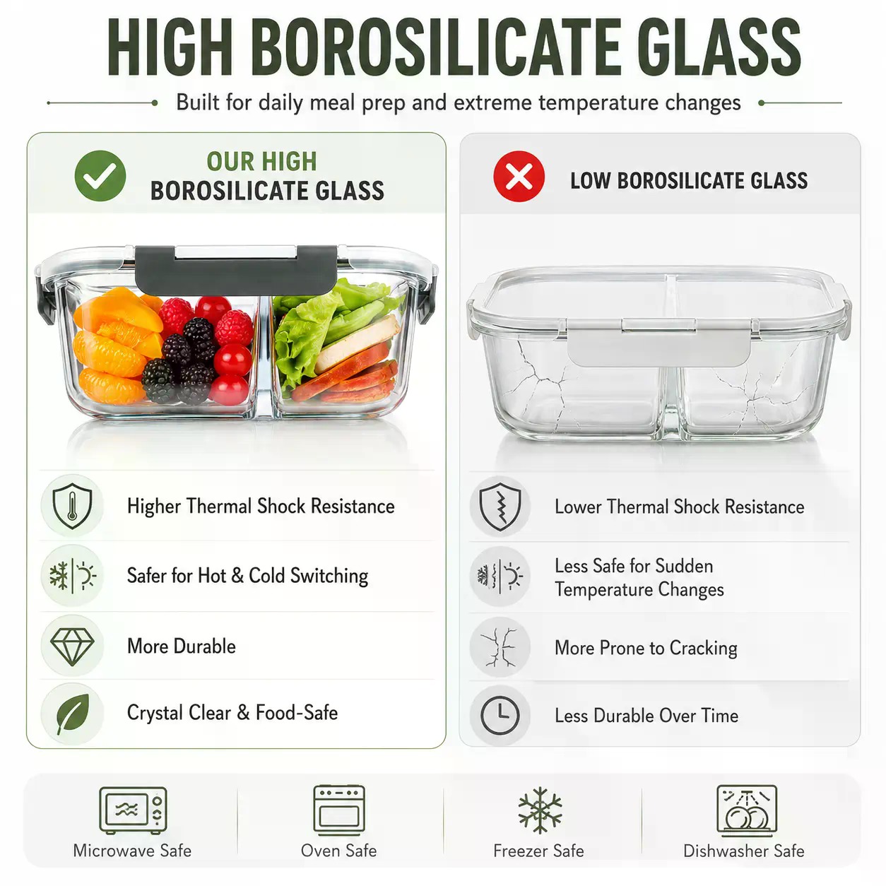 Conjunto de 5 Recipientes Reta - Meal Prep Glass Containers Oven Safe avaliação e preço