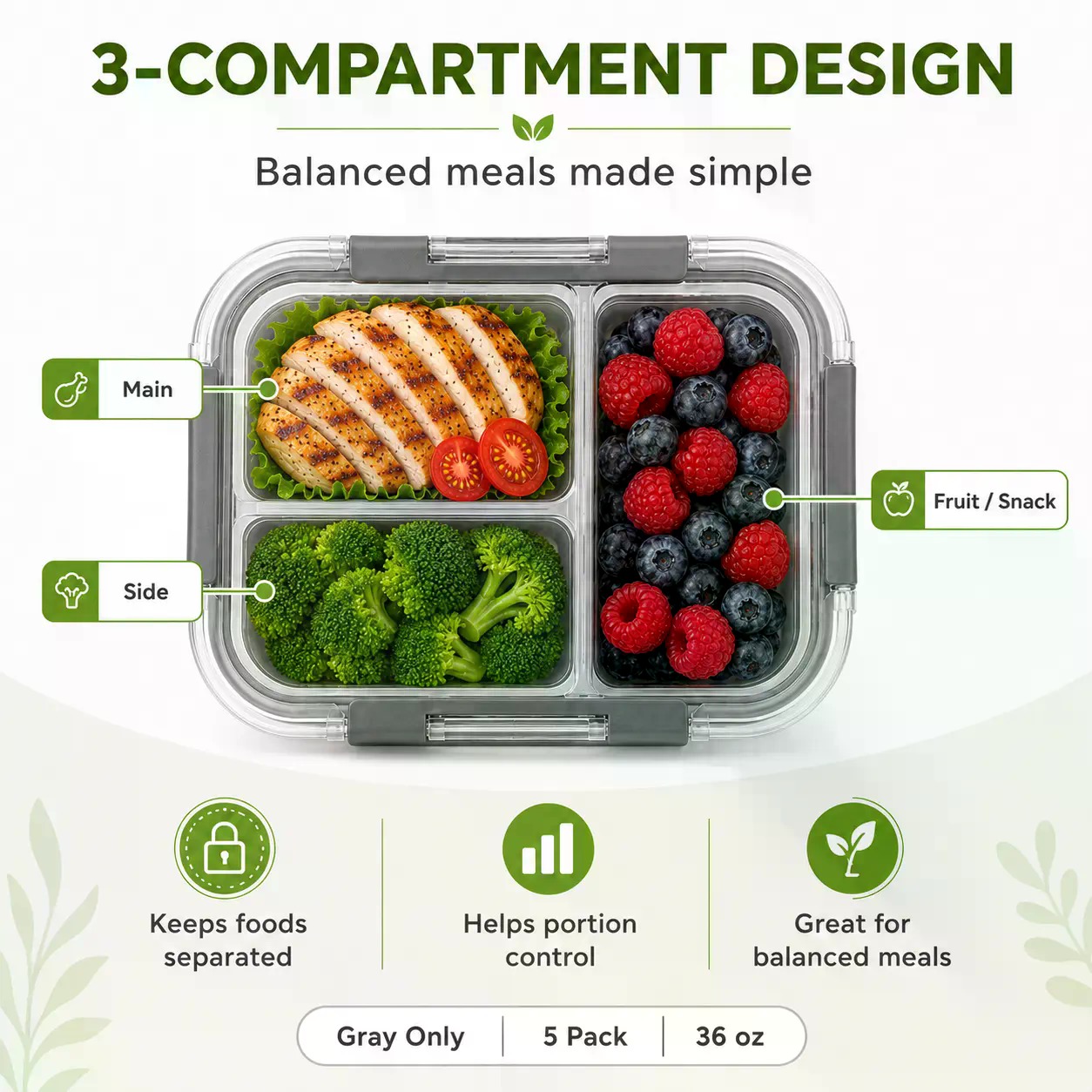 Conjunto de 5 Recipientes Reta - Meal Prep Glass Containers Oven Safe avaliação e preço