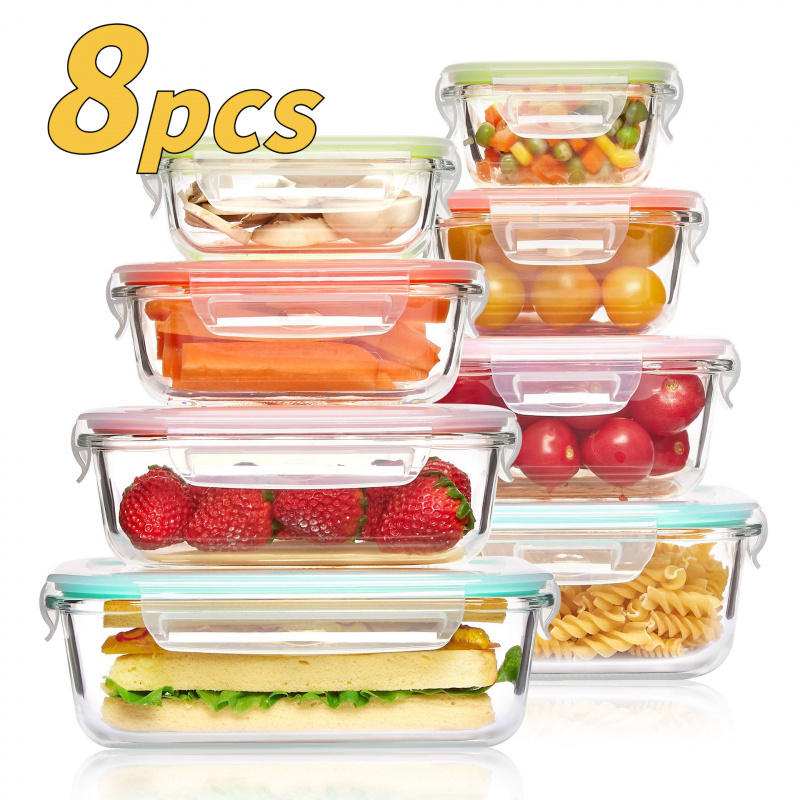 Conjunto de 8 Caixas de Armaze - Meal Prep Glass Containers Oven Safe avaliação e preço