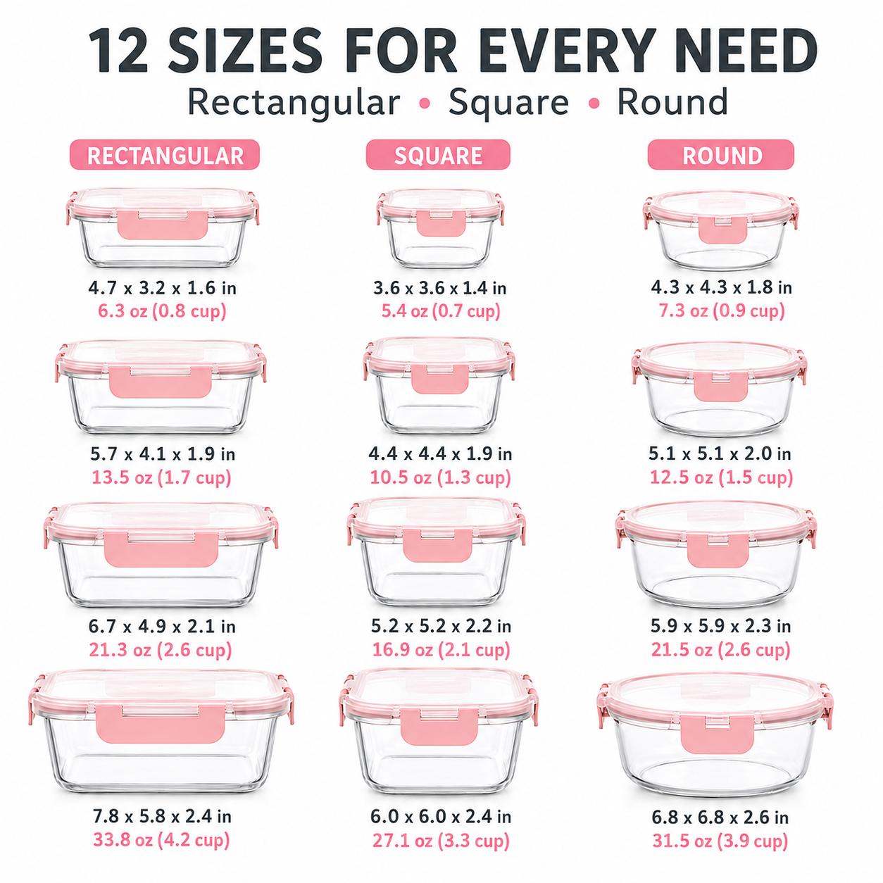 Conjunto de 8/12 recipientes d - Meal Prep Glass Containers Oven Safe avaliação e preço