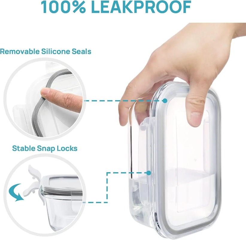 Conjunto de recipientes de vid - Meal Prep Glass Containers Oven Safe avaliação e preço