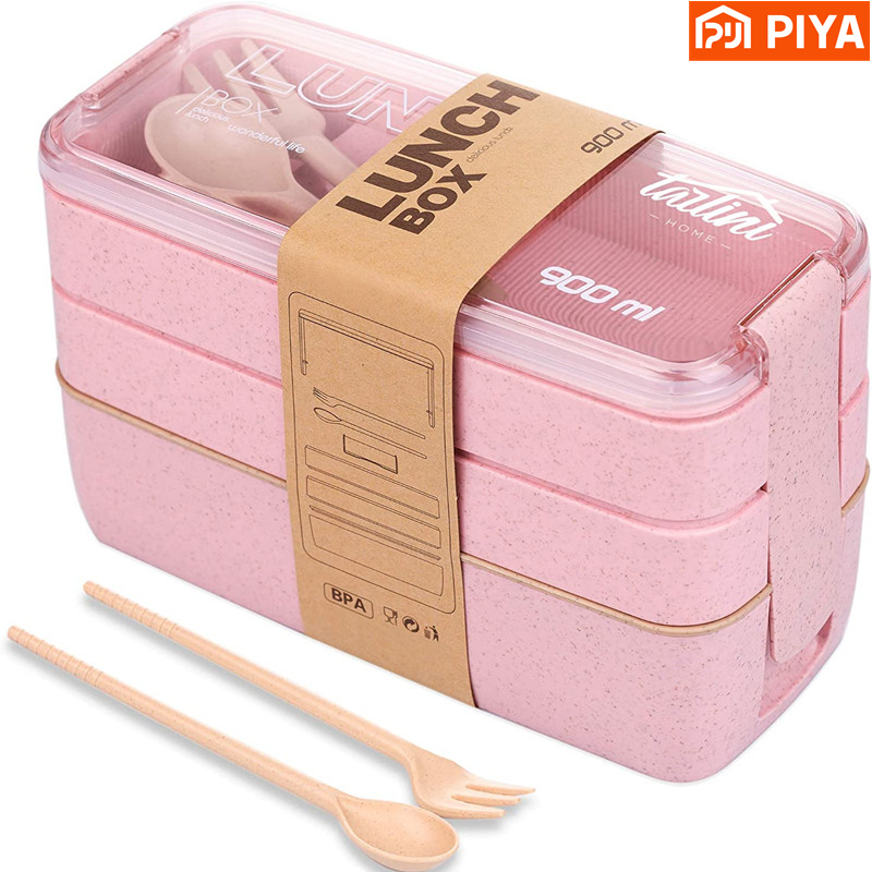 Portátil Trigo Palha Bento Box - Meal Prep Lunch Boxes avaliação e preço