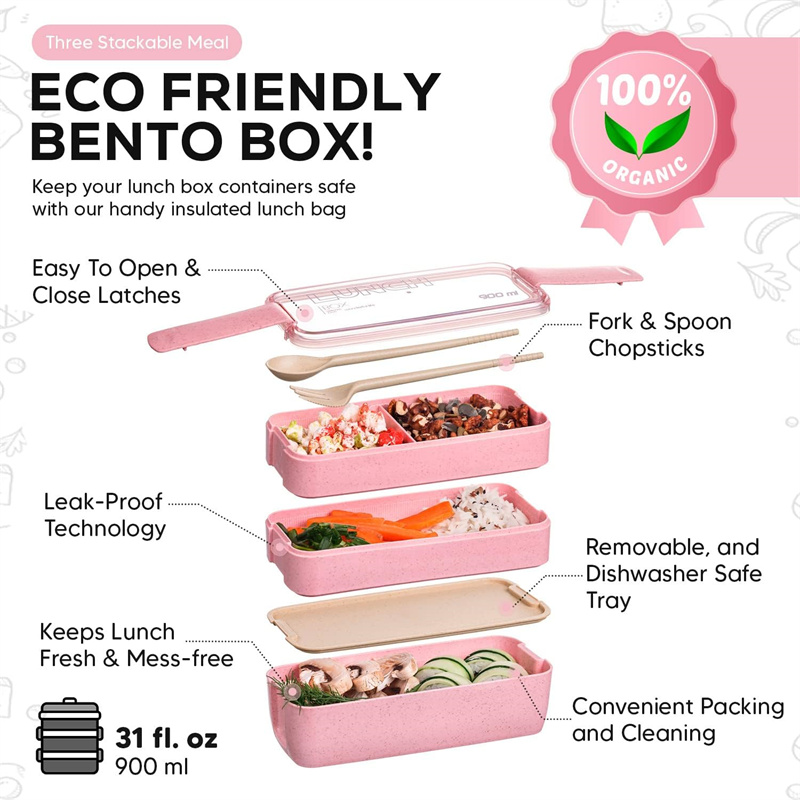 Portátil Trigo Palha Bento Box - Meal Prep Lunch Boxes avaliação e preço