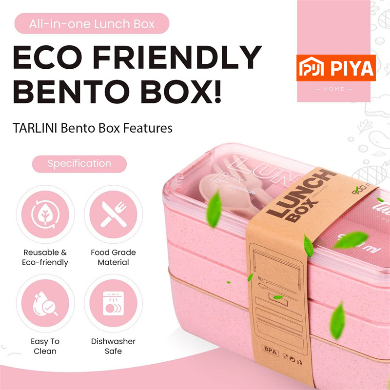 Portátil Trigo Palha Bento Box - Meal Prep Lunch Boxes avaliação e preço