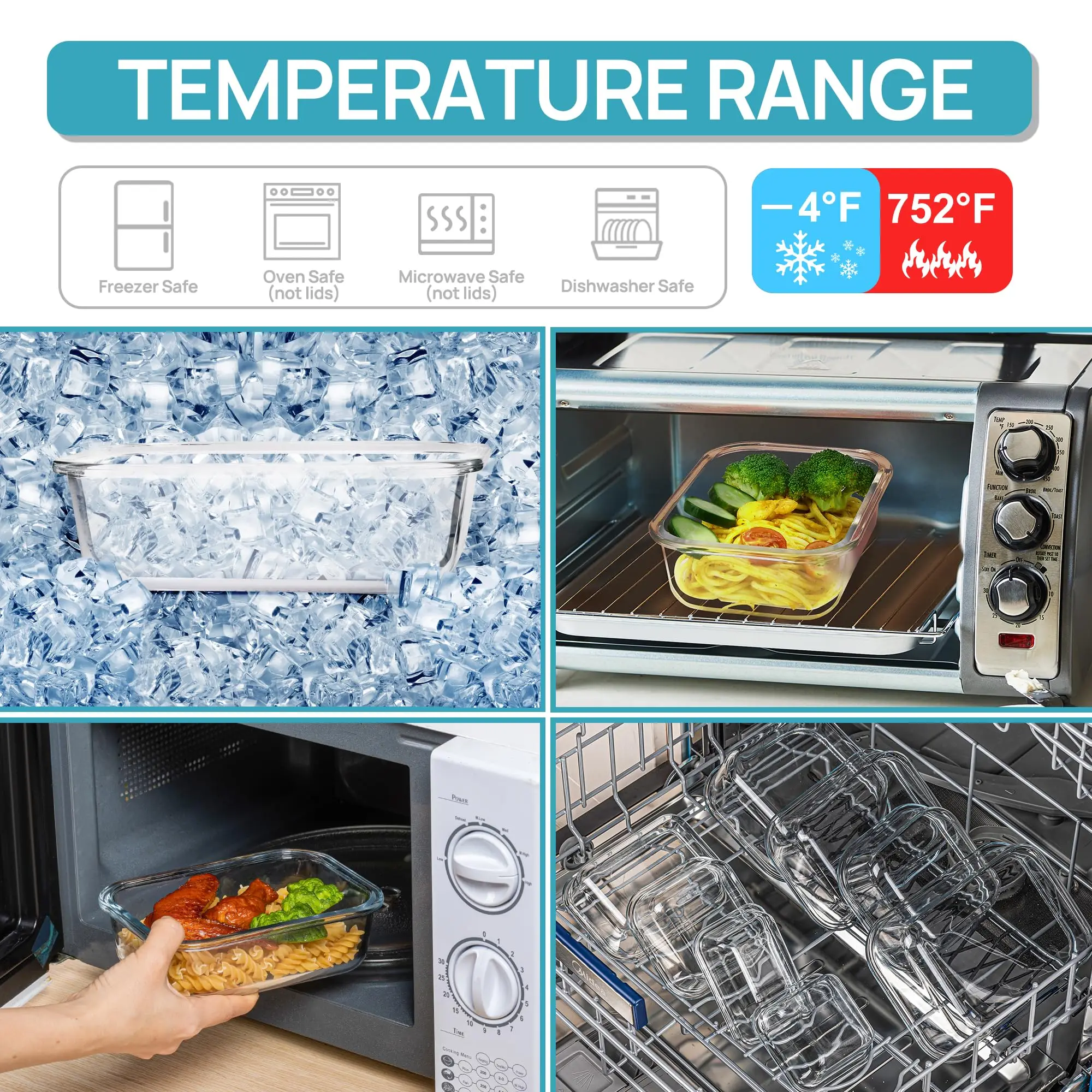 Lancheira de vidro, recipiente - Meal Prep Lunch Boxes avaliação e preço